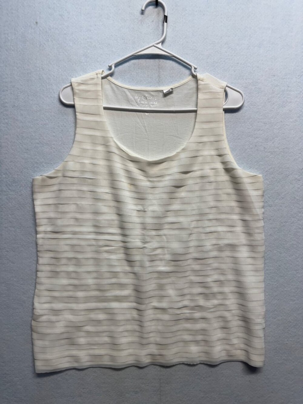 Chicos Ivory Sleeveless Textured Tank Top Size 2 Cotton/Polyester Blend Womens
